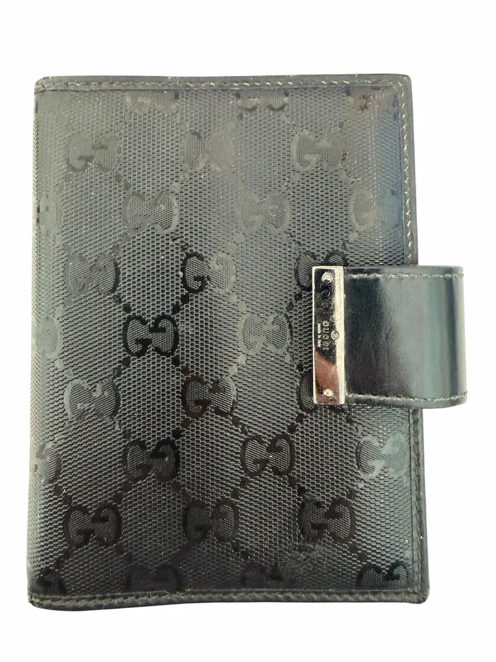 Gucci Vintage Black Canvas 6-Ring Agenda Planner